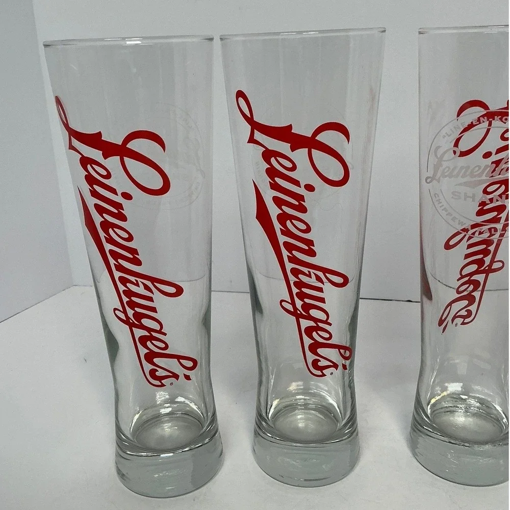 Leinenkugel's Pilsner Beer Glasses Unisex OS Clear Red‎ Logo Set of 6 Shandy 9